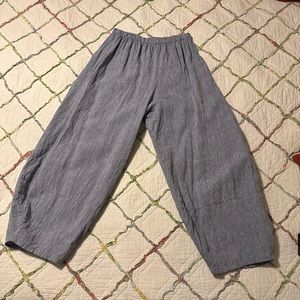 Bryn Walker Chambray Blue Linen Balloon Leg Pant